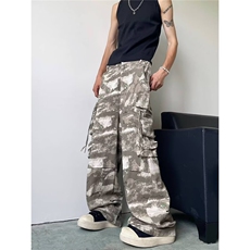 美式复古阔腿迷彩多口袋工装裤男女慵懒松弛感休闲裤子GK2675，男装工装外套，星座302B-2