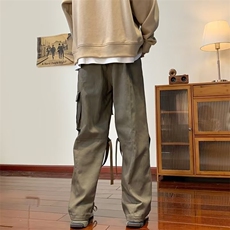 美式复古工装裤男日系oversize裤子ins高街直筒阔腿裤潮A8730-P45，男装工装外套，星座1008-1