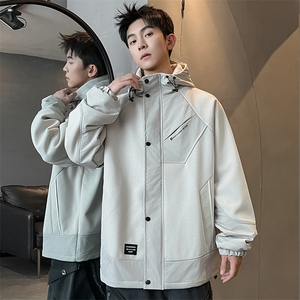 L到8XL2025秋季新款连帽重磅拼接夹克外套男加肥加大码胖子胖人图片