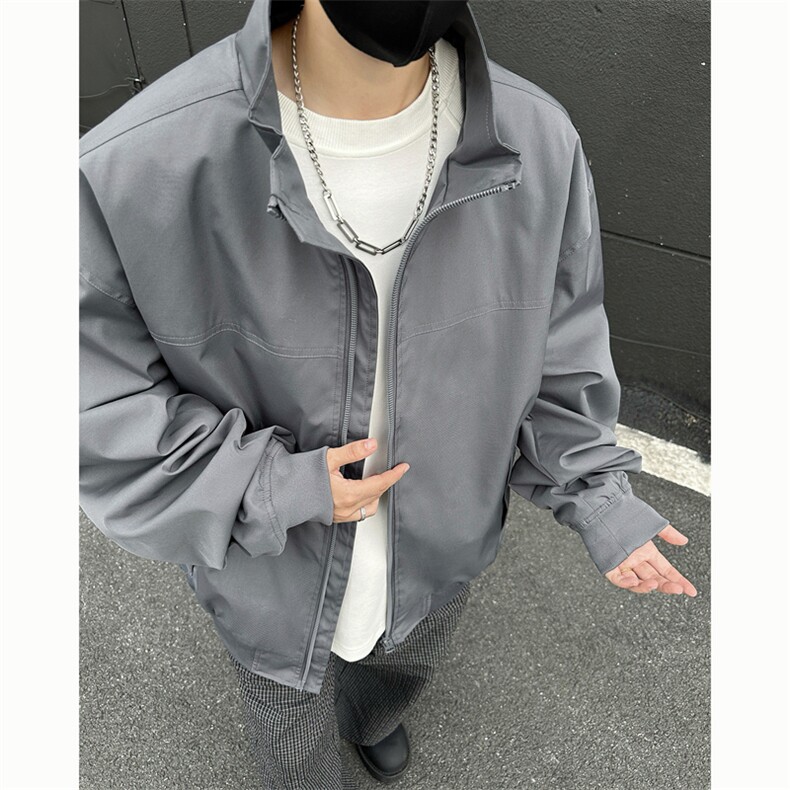 直播春秋飞行立领休闲纯色复古百搭外套美式教练夹克6188-P43,男装夹克,星座1403A
