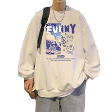 350g潮牌圆领宽松情侣长袖打底衫上衣服束口T恤卫衣Y19-P38网图，男装T恤，电商B245