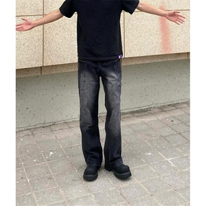 牛仔裤男款青年阔腿宽松慵懒松弛感工装牛仔裤直筒长裤 NA058图片