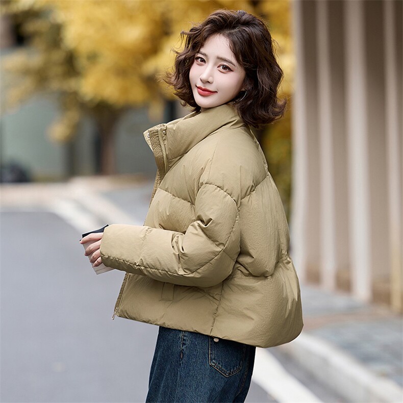 立领短款面包羽绒服女2025冬季新款时尚小个子加厚保暖白鸭绒外套,女装羽绒服,姿衣坊