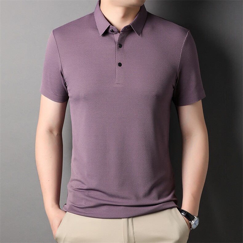 短袖T恤衫男翻领纯色上衣服夏季新款中年男士商务休闲半袖POLO衫,男装T恤,电商B212（原钱塘6029）