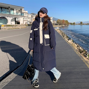 韩版宽松中长款羽绒服女2024冬季新款学院风宽松加厚白鸭绒外套潮图片