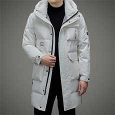 DZ8602钱塘2020-3中青年男士冬季厚款连帽长款百搭羽绒服P395，男装羽绒服，钱塘207-3