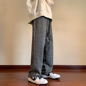 04直播品质秋冬新款毛呢裤子宽松直筒休闲裤子潮XZ211-1-2351-P60图片