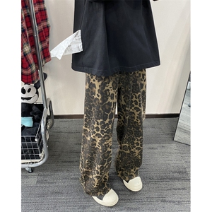 INS美式小众高街春季新款豹纹宽松牛仔裤B315-K24019-p65控88图片