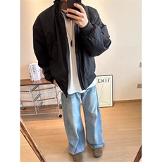 现货26春装美拉德立领飞行夹克纯色复古廓形高街棒球服外套，男装夹克，电商A486