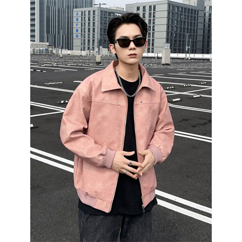 薄款皮夹克男情侣款男士外套皮衣翻领机车潮A266-PY010-P65,男装皮衣,电商A266