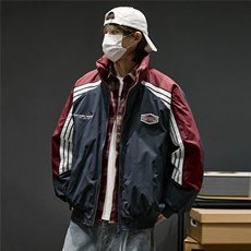 式潮牌撞色立领拼接棉服冬季加厚保暖设计感拼色休闲百搭外套男，男装棉衣，星座506A