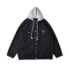 牛仔外套男秋季韩版宽松港风潮牌ins痞帅连帽休闲夹克WT8863-P70图片
