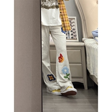【档口现货】CXWK01HH-特P44dua同款刺绣花花卫裤花卉毛巾绣裤子，男装休闲裤，星座1007（原301D）