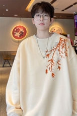 新中式卫衣男款春秋季2025新款国潮竹子印花宽松圆领oversize上衣，男装卫衣，电商B371