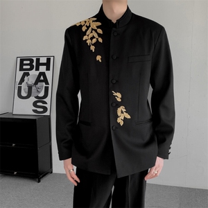 春装新中式立领重工手工穿珠中山装男装改良休闲夹克西服外套潮图片