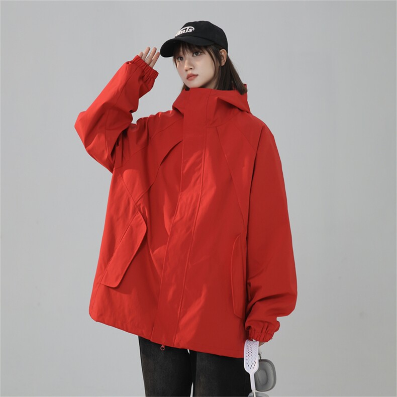 JK9008/P65秋装新款现货中性风防水冲锋衣男夹克宽松大码上衣外套，女装风衣，电商A141