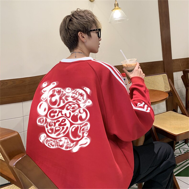 美式三杠条纹复圆领卫衣秋冬男女宽松长袖SW2483-P45控6850棉,男装卫衣,电商B370