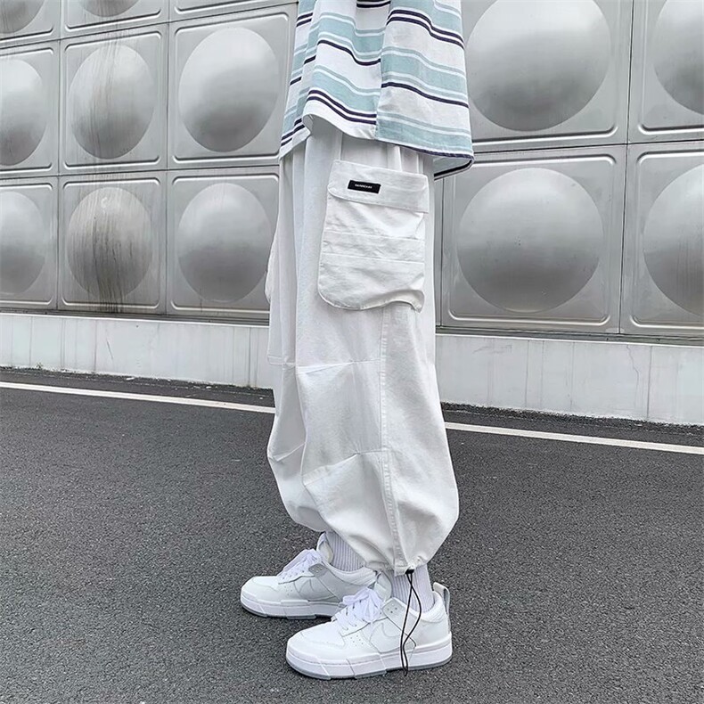 高街工装裤男士潮牌宽松直筒青少年阔腿抽绳束脚长裤子BK722-P35，男装工装外套，星座1008