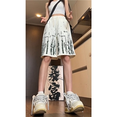 港风夏季新款潮流印花菠萝格宽松休闲短裤B315-K24184-特P25控48，男装牛仔裤，电商B315