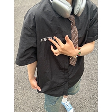 夏季新款速干短袖刺绣衬衫潮流港风宽松百搭男半袖CS285-P35，男装T恤，星座301C-5