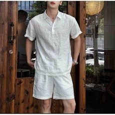 网图！高级松弛老钱风含麻轻薄夏季短袖-EX51007-特批25，男装T恤，电商A061
