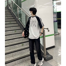 2025美式220克三条杠撞色短袖T恤网图C403A-ZST2613特P25，男装T恤，电商C403A