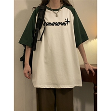 1中性大码M-5XL插肩袖设计情侣女美式潮短袖T恤男DT8794P35控49，男装T恤，星座226-2