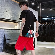 现货爆款悟空短袖套装五分裤6667套装，男装套装，星座308B-2