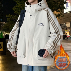 数据款秋冬季加绒加厚青少年连帽夹克男潮牌设计感外套JK8801-P75图片