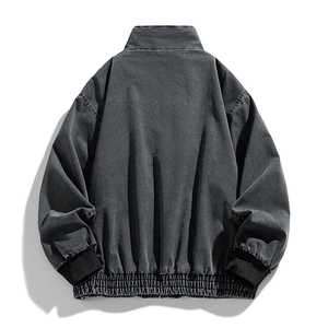 复古做旧立领夹克男春秋宽松休闲工装风潮流外套XZ309 JK8009 P95图片