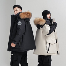 85%绒羽绒服户外防寒连帽工装时尚大毛领情侣派克服男P260，男装羽绒服，星座1210B