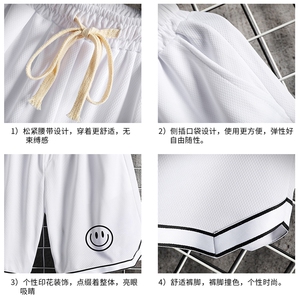 LQ64224-P19 篮球夜跑运动短裤男大码宽松冰丝五分裤大裤衩 网格图片