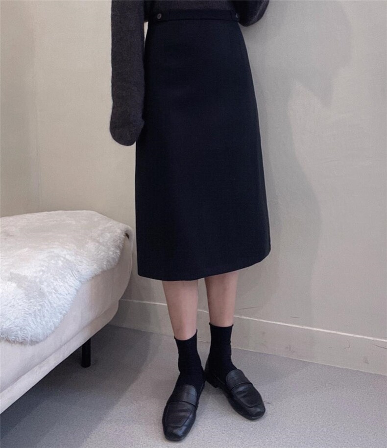 呢料加厚保暖半裙新款到，女装半身裙，亮金金