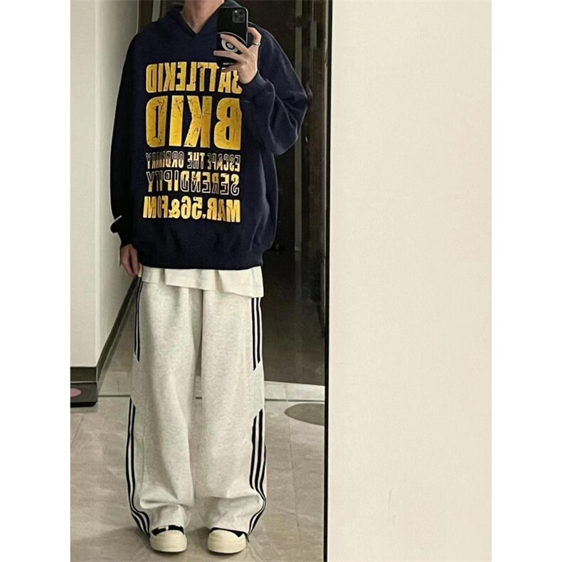 【有货】cleanfit灰色三条杠卫裤男春秋美式vibe裤子K77HH-特P45,男装休闲裤,星座1007（原301D）
