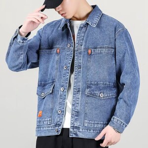 2025春秋新款干活穿的外套牛仔工作服男耐脏耐磨劳保翻领工装夹克图片