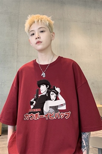 纯棉短袖T恤男士夏季宽松卡通印花半袖上衣服 D328-T2458-P20图片