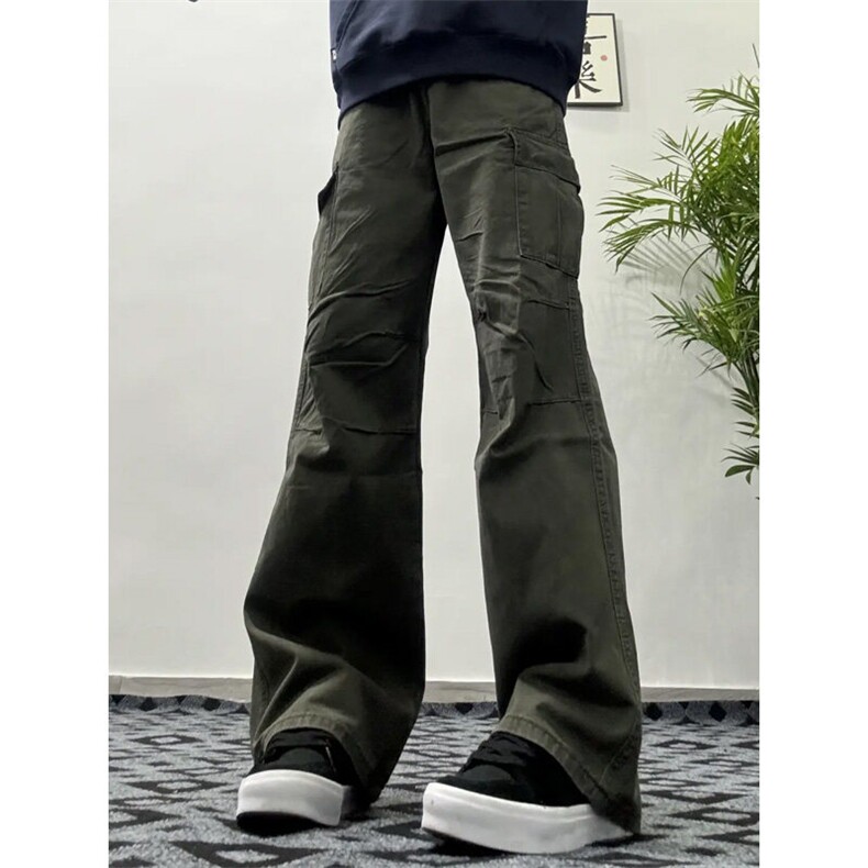 GZK112LL-特P55cleanfit军绿色工装裤男款宽松直筒阔腿裤,男装休闲裤,星座1007（原301D）