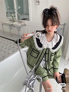 双层荷叶边小甜甜套装,女装职业装,YOUER DENG