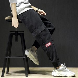 20春季新款日系黑墙大码工装灯芯绒潮流宽松休闲裤K1013-P45图片