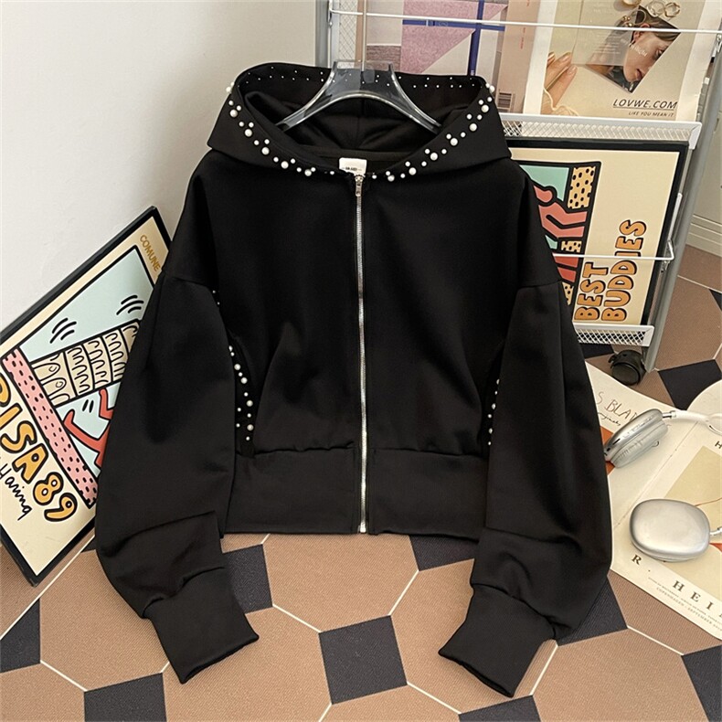 新款钉珠卫衣男女连帽开衫卫衣Y206H-P58，男装卫衣，电商A227A