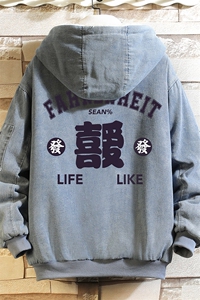 牛仔外套男大码加厚加绒衣男羊羔毛服男 砖墙 NM53256-P140图片