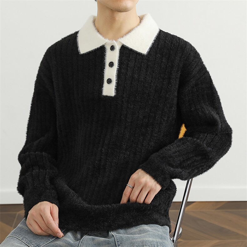 男士羊毛衫翻领毛衣青少年宽松休闲套头外套MY2419P80,男装针织衫/毛衣,星座914