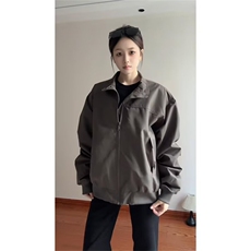 抖音得物美式潮休闲夹克春季立领纯色复古工装加厚棉服外套AMY01，男装夹克，电商A443
