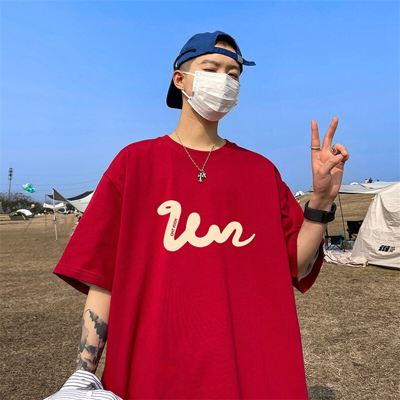 抖音得物二开现货220克夏装重磅美式高街宽松短袖t恤MT201,男装T恤,电商A486-1