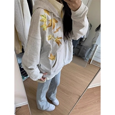2025美式复古枫叶刺绣卫衣男女小众设计感休闲潮百搭外套WY05，女装短外套，星座601-1