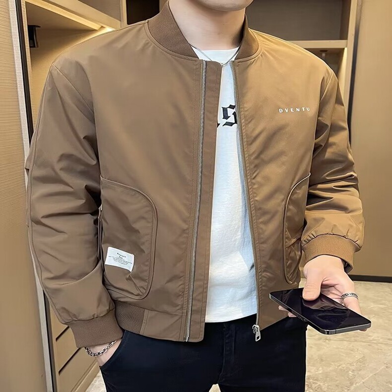 潮牌夹克男士春秋季潮流百搭休闲上衣纯色帅气外套工装立领棒球服,男装夹克,星座218-8