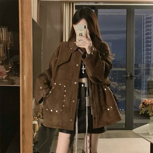 A532-P120 秋季新款重磅美式复古重工多扣子设计感外套夹克图片