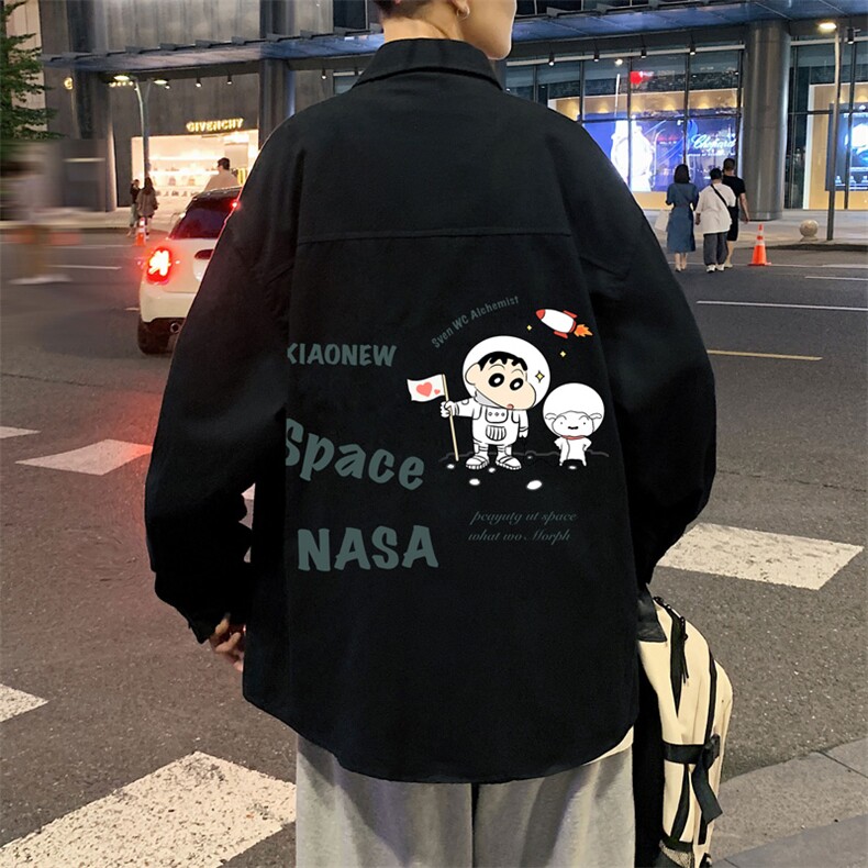 春季长袖衬衫男宽松港风衬衣男外套男CSCS290-P35,男装衬衫,电商B371