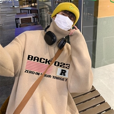 23冬季新款时尚百搭字母印花高领毛衣M6942P55控78，男装针织衫/毛衣，电商A268A