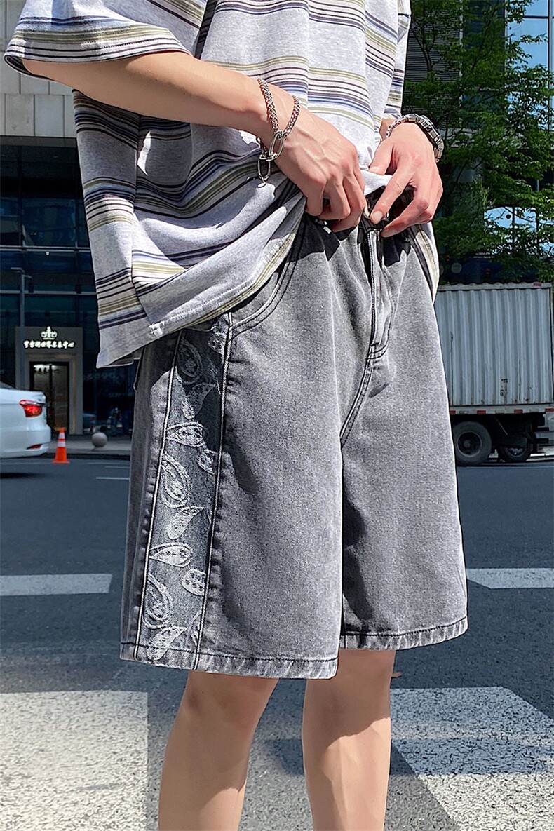 夏季男士腰果花牛仔短裤百搭休闲牛仔五分裤A125-DK18-P38,男装牛仔裤,电商A125